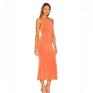 MISHA GRETA DRESS in coral gold sz L